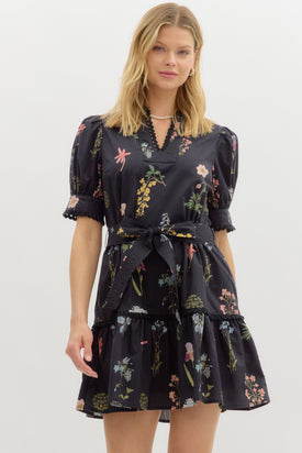 Lola Floral Dress Black