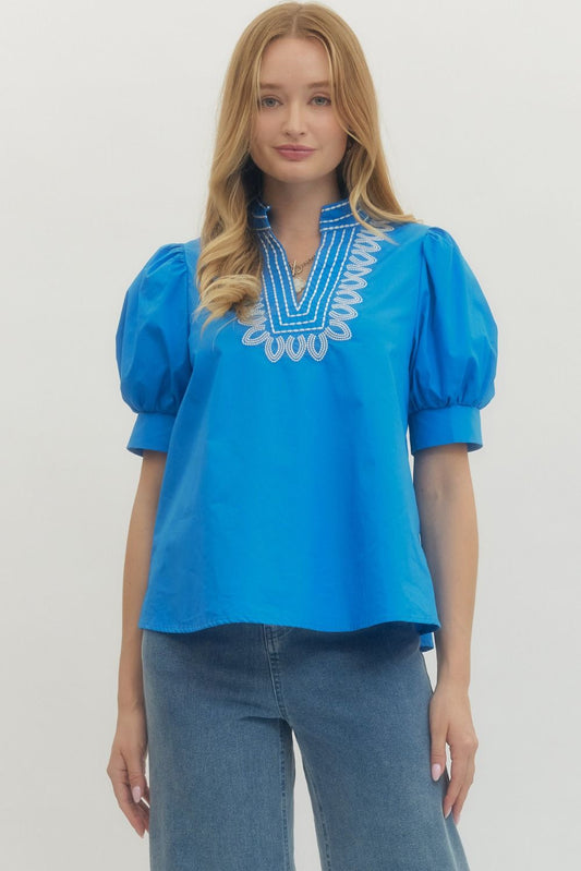 Cece Embroidered Top