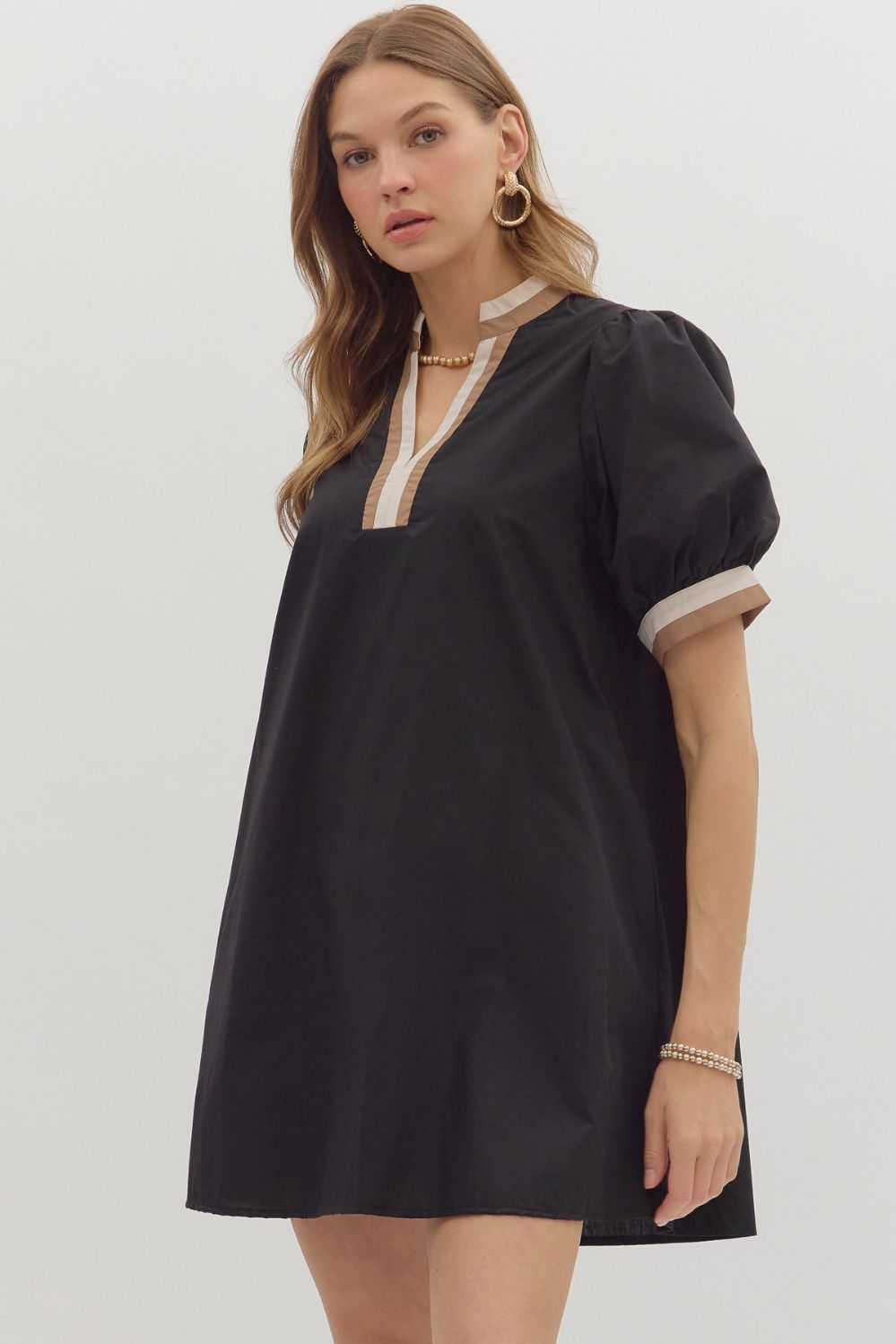 Great Times Contrast Trim Dress Black