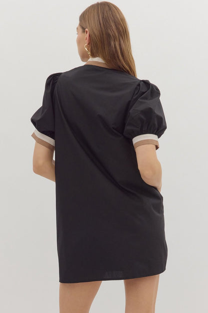 Great Times Contrast Trim Dress Black