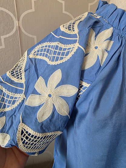 Glam Time Embroidered Sleeve Top