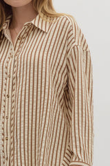 The Lovely Striped Top Brown