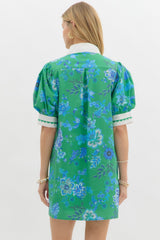 Chic Floral Mini Dress Green
