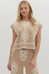 Damask Knit Top Taupe