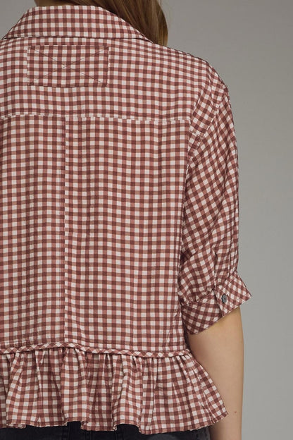 Maroon Gingham Top