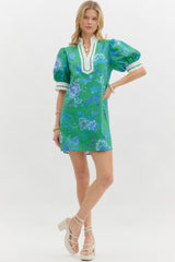 Chic Floral Mini Dress Green