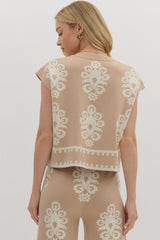 Damask Knit Top Taupe