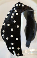 Velvet Pearl Topknot Headband Black