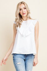 White Ruffle Top