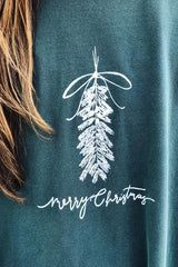 Merry Christmas Mistletoe Long Sleeve Tee Green