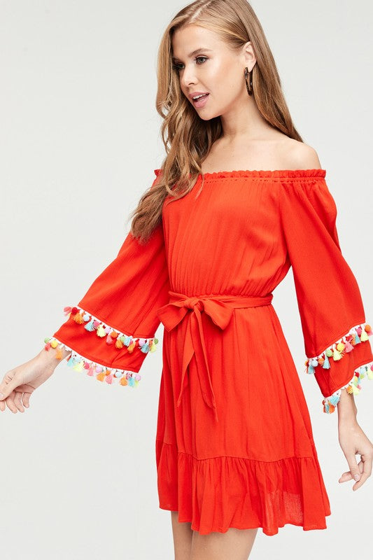 Venice Beach Tassel Dress Red