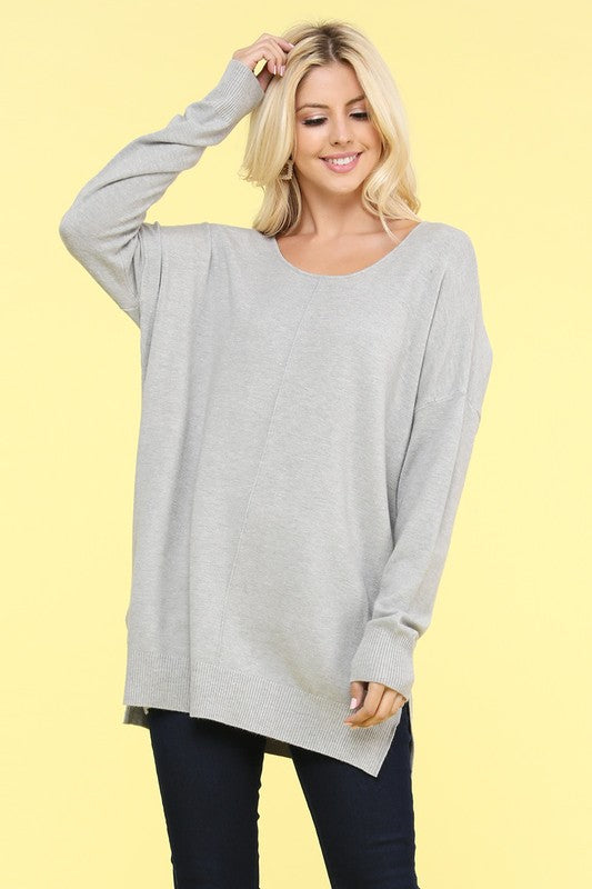 Cheers For Cozy Sweater Tunic Grey
