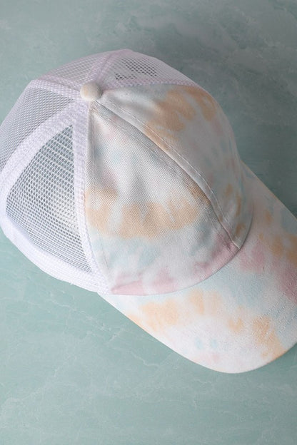 Tie Dye Trucker Hat Beige