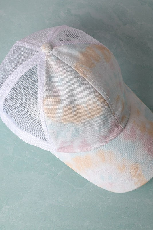 Tie Dye Trucker Hat Beige