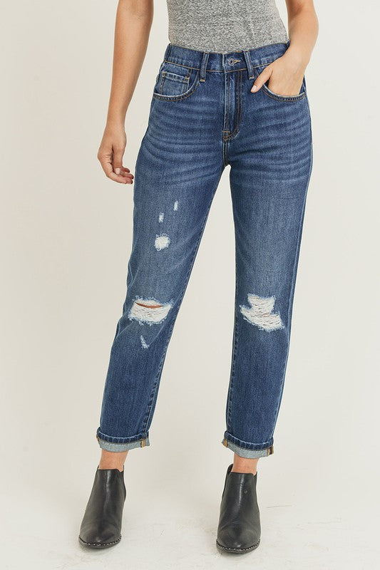 High Rise Distressed Vintage Mom Jeans
