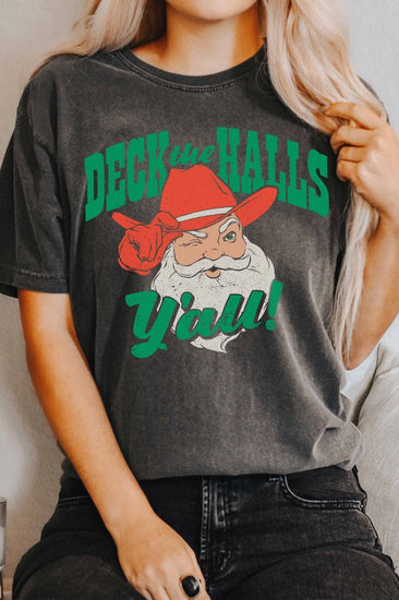 Deck the Halls Ya'll Western Santa Tee