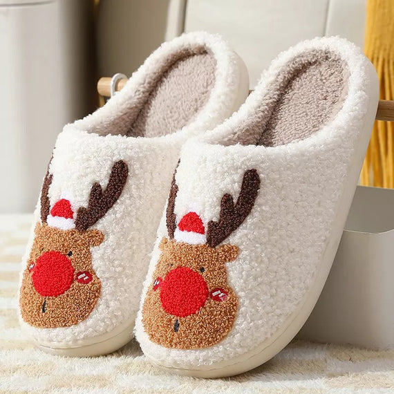 Red Nosed Reindeer Comfy House Slippers
