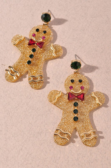 Gingerbread Man Glitter Earrings