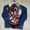 Fireside Plaid Blanket Scarf Blue and Red