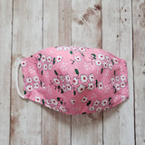 Reusable Cotton Face Mask Pink Dainty Flower
