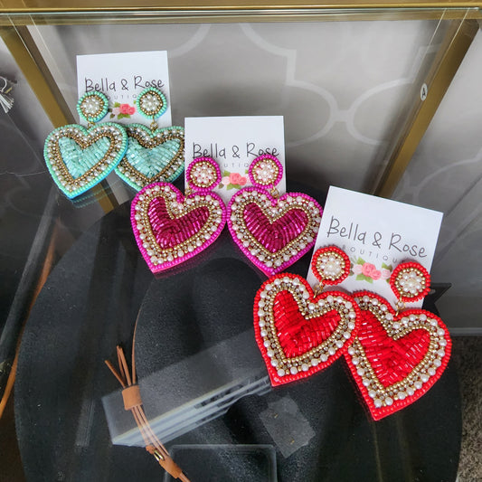 Deep in the Heart Seed Bead Earrings
