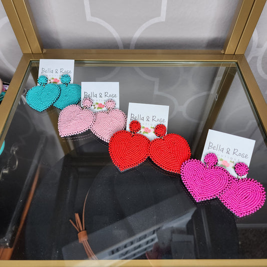 Full Heart Seed Bead Earrings