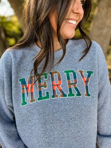 Plaid Merry Sweatshirt Gray
