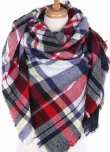 Fireside Plaid Blanket Scarf Blue and Red