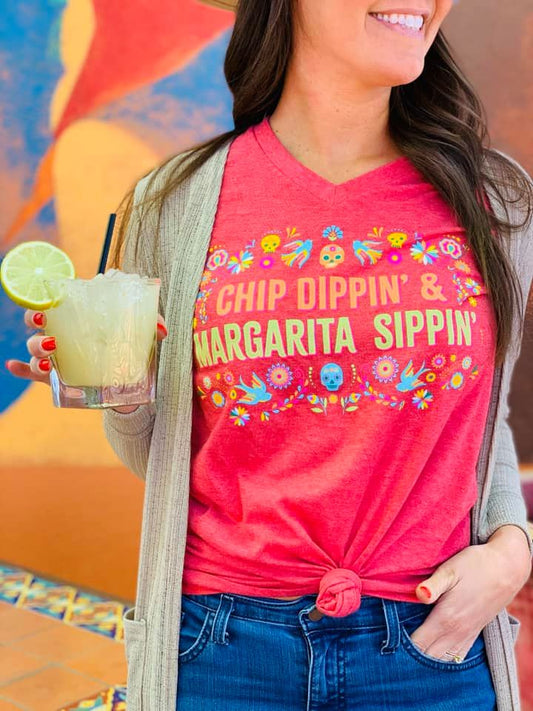 Chip Dippin Margarita Sippin Tee Red