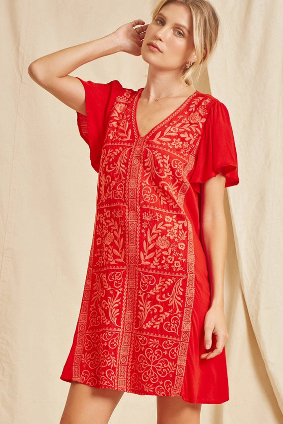 A New Day Embroidered Dress Tomato