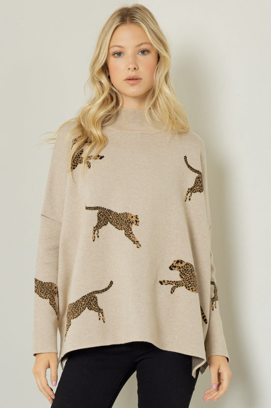 Poncho Tunic Sweater Oatmeal