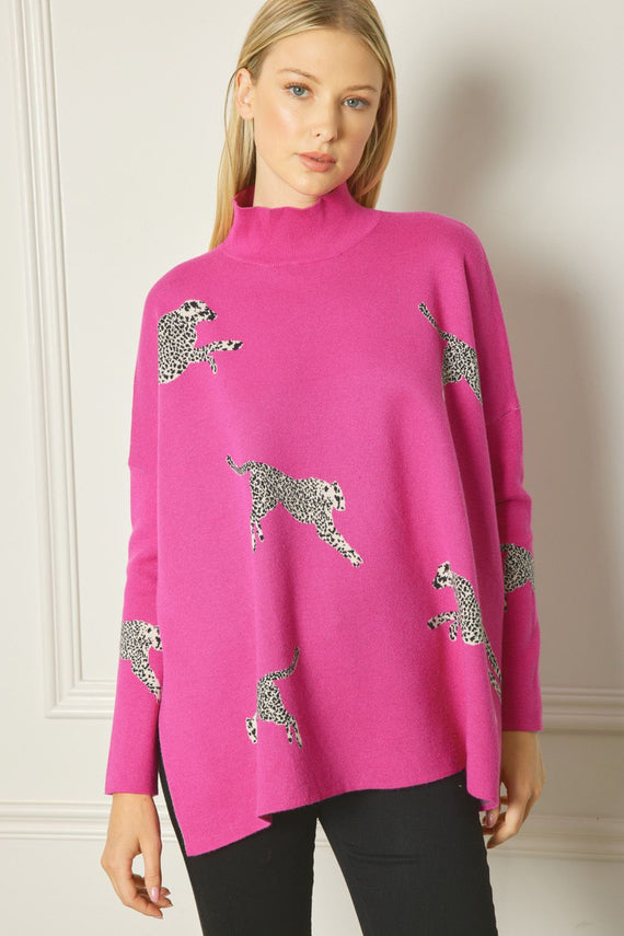 Poncho Tunic Sweater Pink