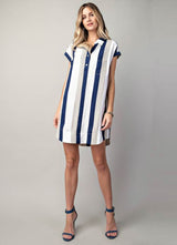Cabo Dreaming Stripe Dress Navy