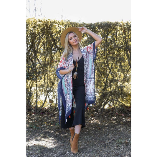 Navy Tassel Kimono